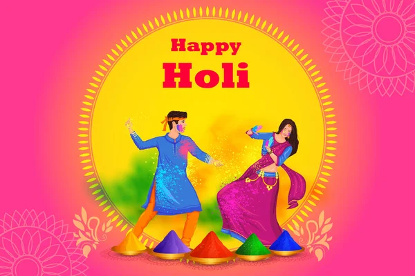 India Festival van kleur Happy Holi achtergrond — Stockvector