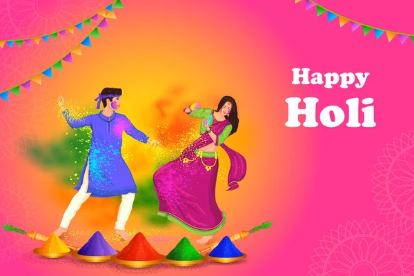 India Festival van kleur Happy Holi achtergrond — Stockvector