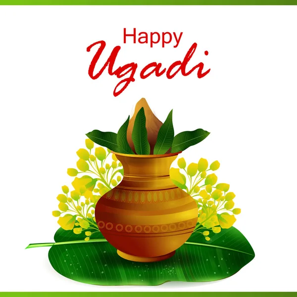Joyeuses fêtes d'Ugadi fond de festival religieux pour Bonne Année de l'Andhra Pradesh — Image vectorielle