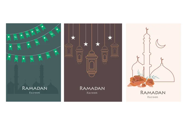 Ilustracja Wektor Oświetlonej Lampy Ramadan Kareem Pozdrowienia Dla Ramadan Tle — Wektor stockowy