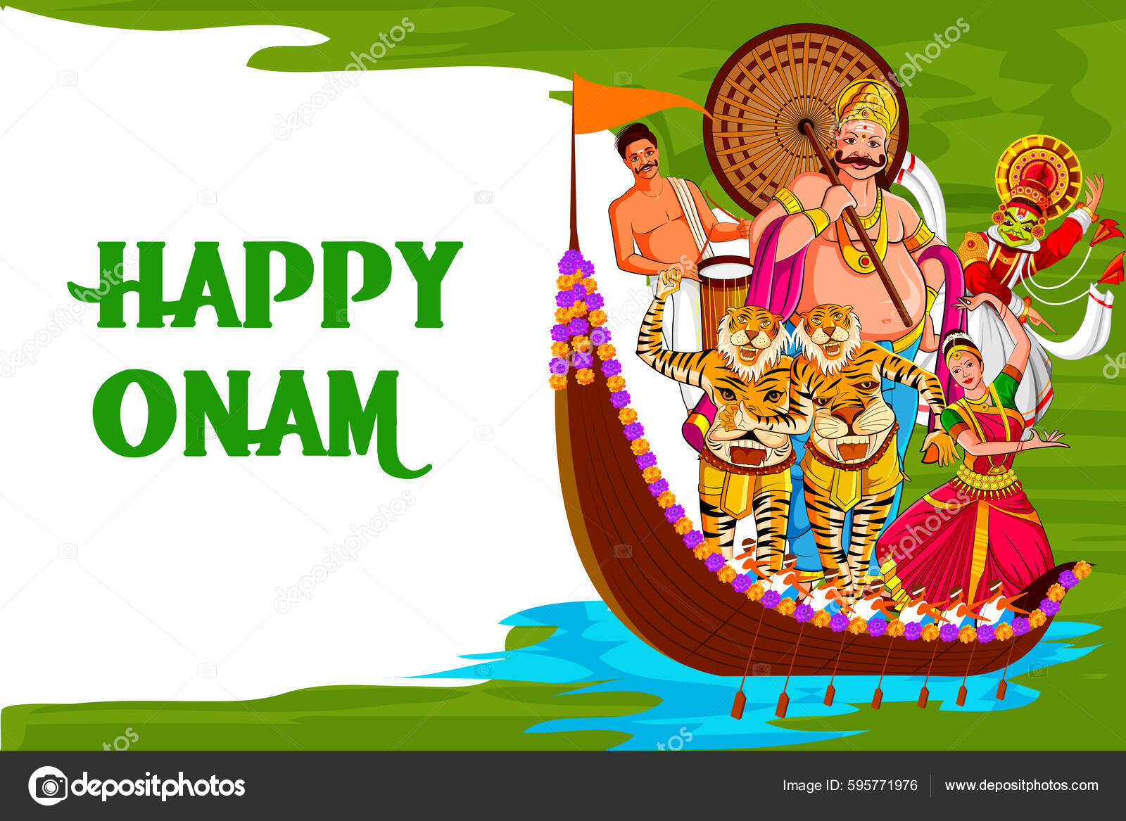 Vector Illustration Of Happy Onam Festival Background Of Kerala Royalty Free SVG Cliparts Vectors And Stock Illustration Image 127556489