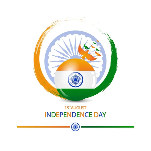 インド独立記念日8月15日のインドの三色背景のベクトルイラスト — ストックベクタ