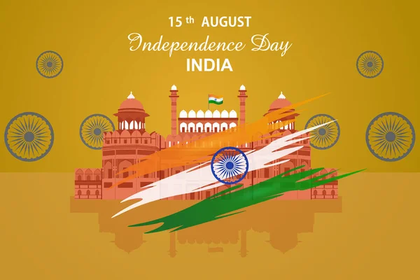Векторная Иллюстрация Индийского Трехцветного Фона Августа Днем Независимости Индии — стоковый вектор