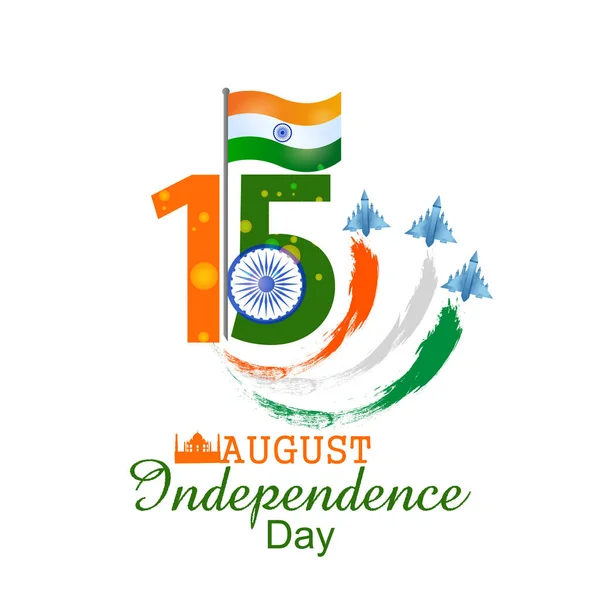 印度独立日八月十五日的印度三色旗背景矢量图 — 图库矢量图片
