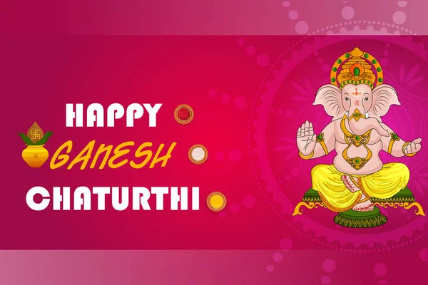 Mutlu Ganesh Chaturthi Festivali Için Lord Ganapati Nin Temsili Temsilciliği — Stok Vektör