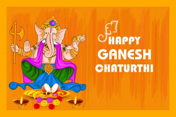 Vector Illustration Lord Ganapati Happy Ganesh Chaturthi Festival Religious Banner — Stock Vector