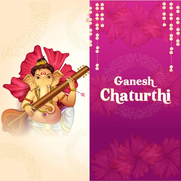 Wektorowa Ilustracja Pana Ganapati Dla Happy Ganesh Chaturthi Festiwal Religijny — Wektor stockowy