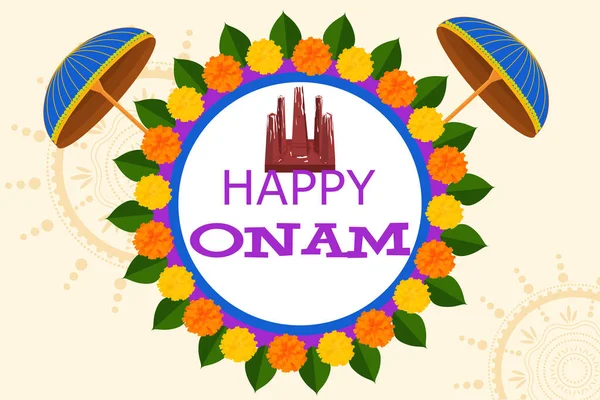 Onam 大购物销售广告背景的矢量插画南印度喀拉拉节 — 图库矢量图片