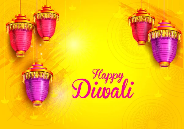 Vector Illustratie Van Versierde Opknoping Kandil Lantaarn Voor Happy Diwali — Stockvector