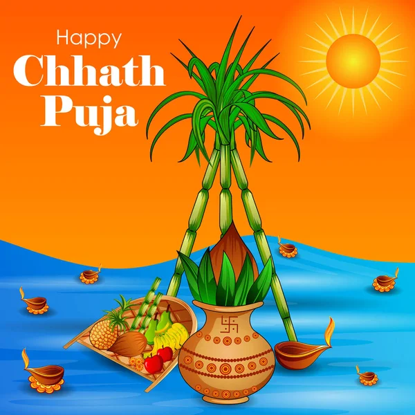 Векторная Иллюстрация Праздничного Фона Happy Chhas Puja Посвященного Традиционному Празднику Стоковая Иллюстрация