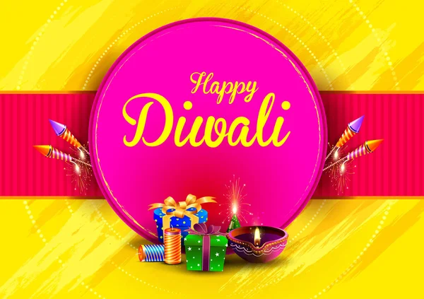 Vektor Illustration Von Bunten Feuerwerkskörpern Für Happy Diwali Festival Feiertagsfeier — Stockvektor