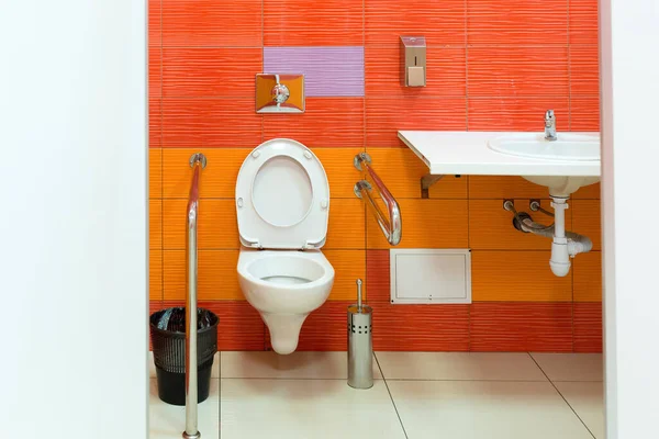 Bright Orange Toilet People Disabilities — Stock Photo, Image