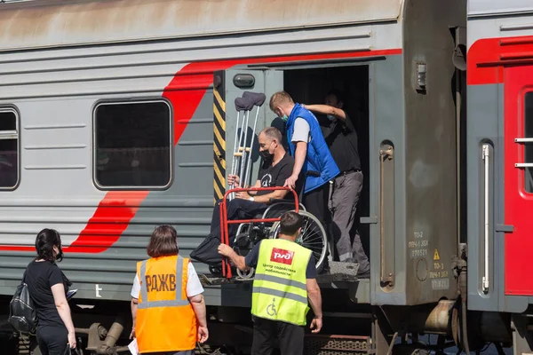 Irkutsk Russia July 2021 Transportation Disabled Passenger Railway Carriage Editorial — Stock Photo, Image