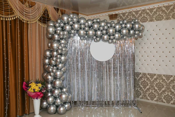 Zona Fotos Festiva Con Globos Inflables Para Sesiones Fotos Boda —  Fotos de Stock