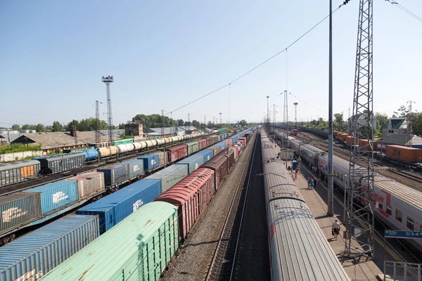 Irkutsk Russia July 2021 Railroad Cars Different Materials Goods Editorial — Stock Photo, Image