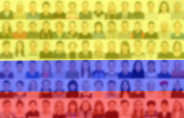 Портреты Многих Людей Фоне Флага Колумбии Концепция Численности Населения Демографическое — стоковое фото