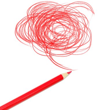 Kırmızı renkli kalem çizim