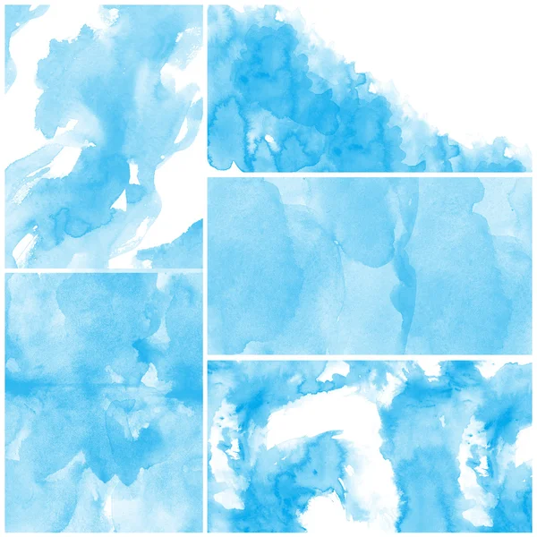 Conjunto de aquarela azul abstrata pintados à mão fundos — Fotografia de Stock