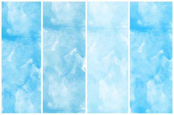 Set von blauen Aquarell abstrakte handbemalte Hintergründe — Stockfoto