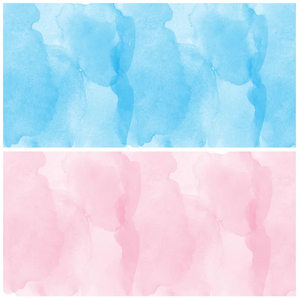 Sada z modré a růžové pozadí abstraktní akvarel — Stock fotografie