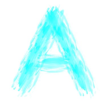 Mavi el yazısı Beyaz arkaplanda bir mektup