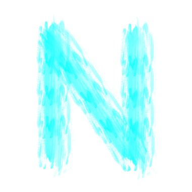 beyaz zemin üzerinde mavi el yazısıyla n harfi