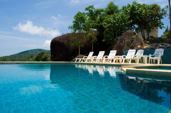 Swimming pool on hill