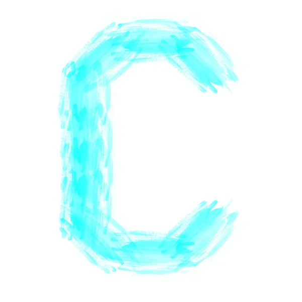 Azul pintado letra C sobre fundo branco — Fotografia de Stock