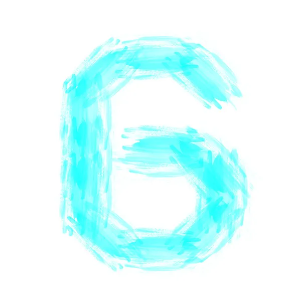 Голубая рукописная буква G на белом фоне — стоковое фото