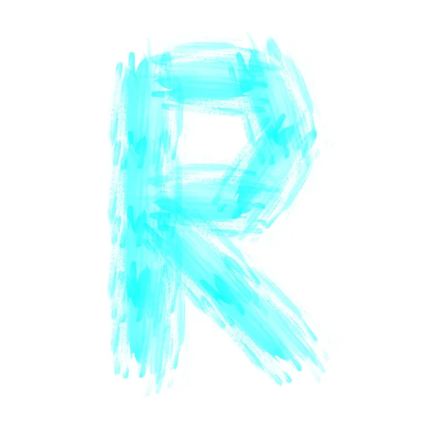List niebieski odręczny r — Zdjęcie stockowe