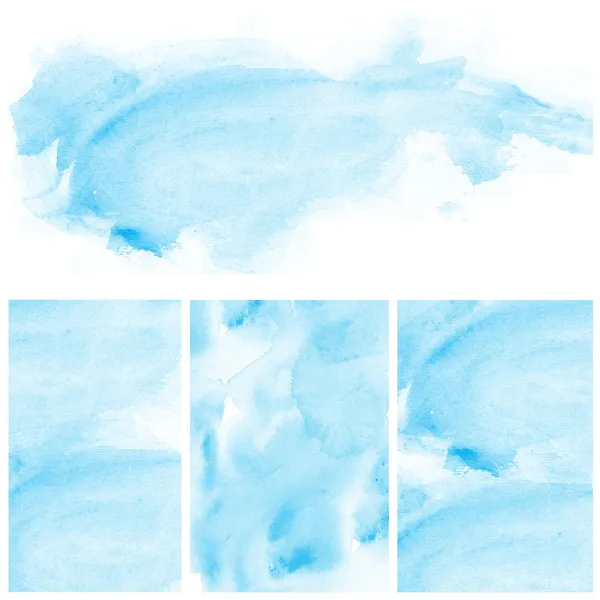 Uppsättning av blå vatten färg art bakgrund — Stockfoto