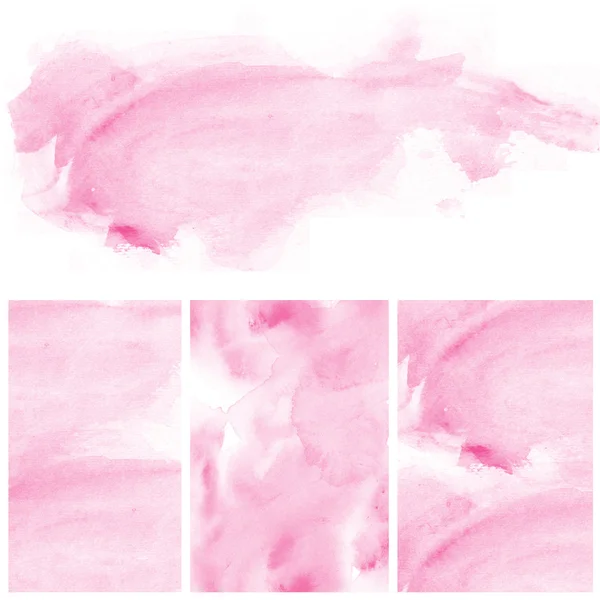 Set van roze water kleur kunst achtergrond — Stockfoto