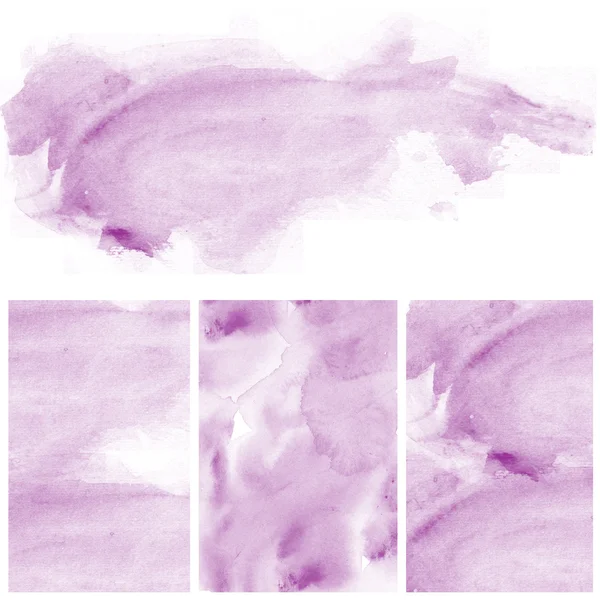 Set di viola acqua colore arte sfondo — Foto Stock