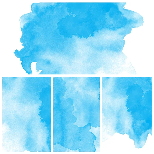 Uppsättning abstrakta blå vatten färg konst — Stockfoto