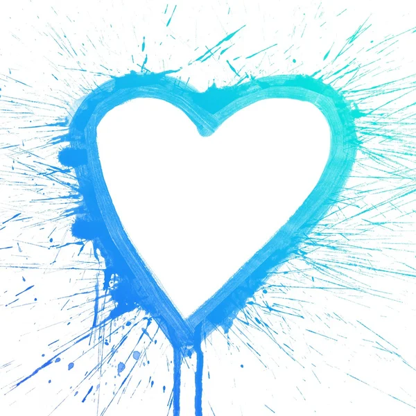 Colorful blue splash heart — Stock Photo, Image