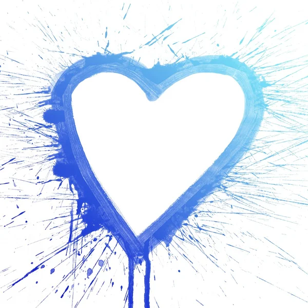 Πολύχρωμο splash μπλε καρδιά Εικόνα Αρχείου