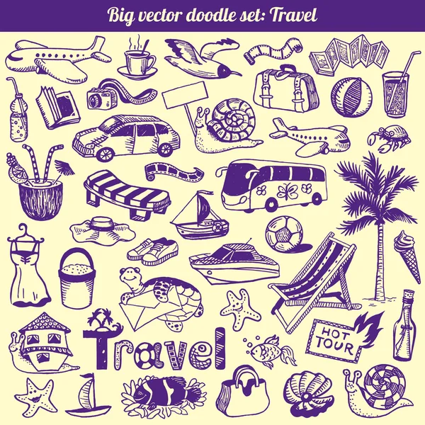 Colección de Doodles de viaje Vector — Vector de stock