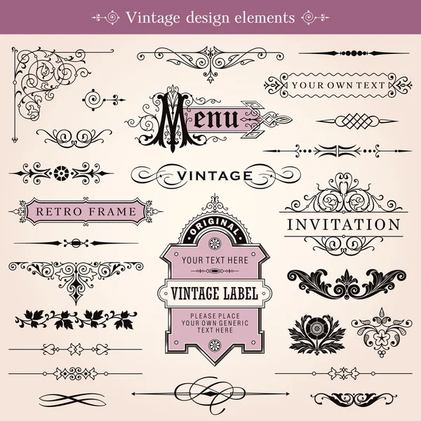 Vintage Calligraphic Design Elements And Page Decoration — Stock Vector