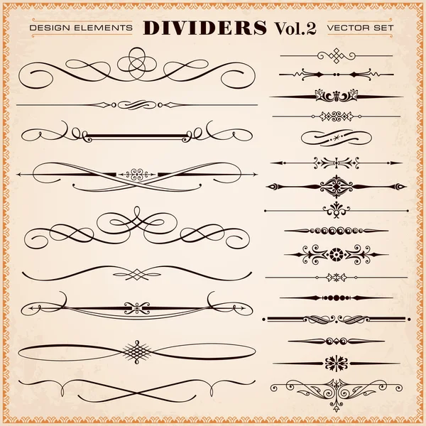 Elementos de Design Caligráfico, Divisores e Traços — Vetor de Stock