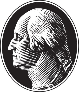 George washington portre antika gravür tarzı