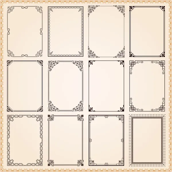 Marcos decorativos y bordes conjunto vector — Archivo Imágenes Vectoriales