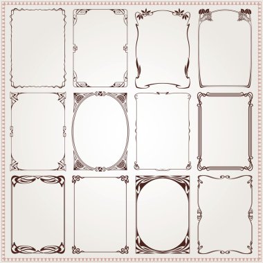 Decorative borders and frames Art Nouveau style vector clipart