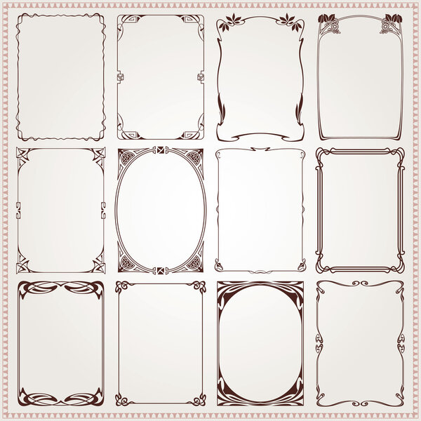 Decorative borders and frames Art Nouveau style vector — Stock Vector