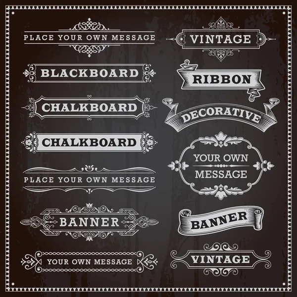 Vintage designelement - banners, ramar och band, chalkboar — Stock vektor