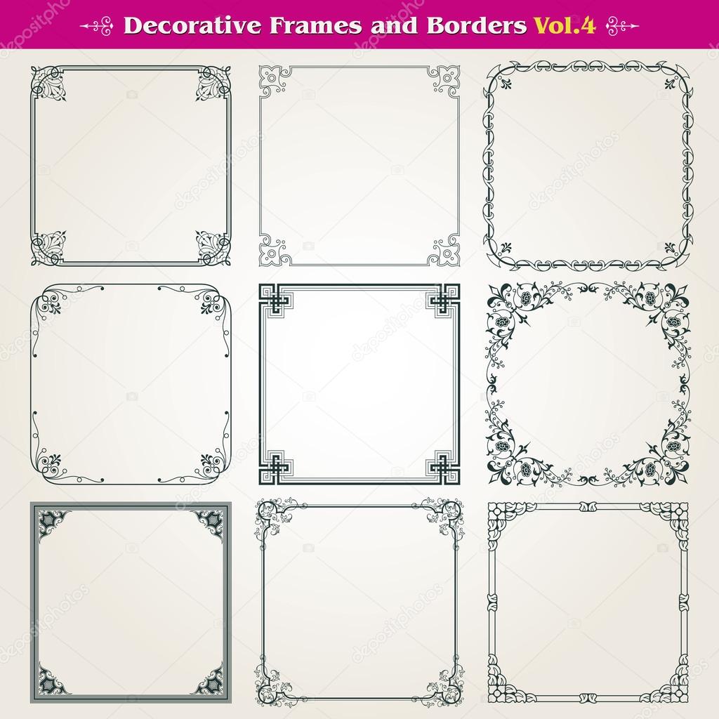 Decorative frames and borders set vector