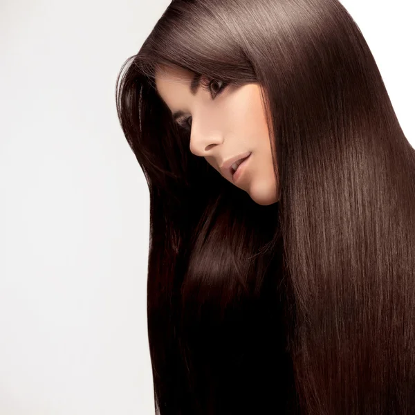 Szép nő, egészséges hosszú haj — Stock Fotó