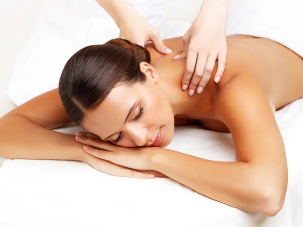 Massage. Close-up of a Beautiful Woman Getting Spa Treatment — Stock Photo, Image