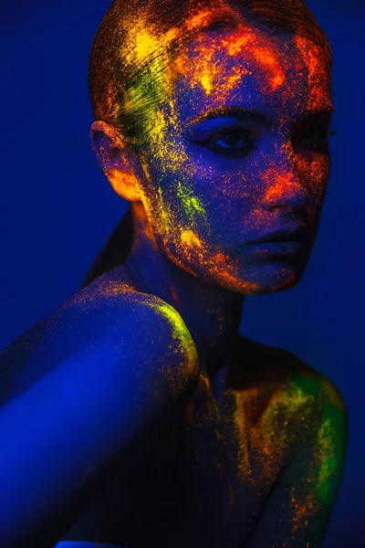 Detail barevné ženy tvář umění — Stock fotografie