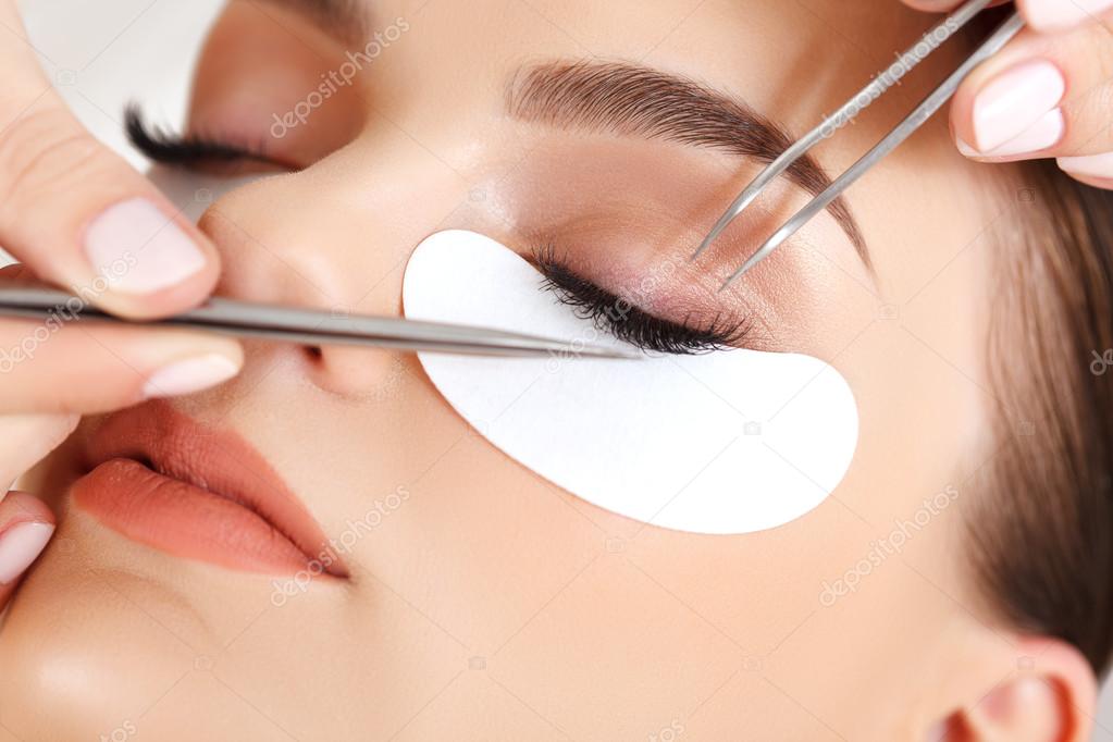 Woman Eye with Long Eyelashes. Eyelash Extension