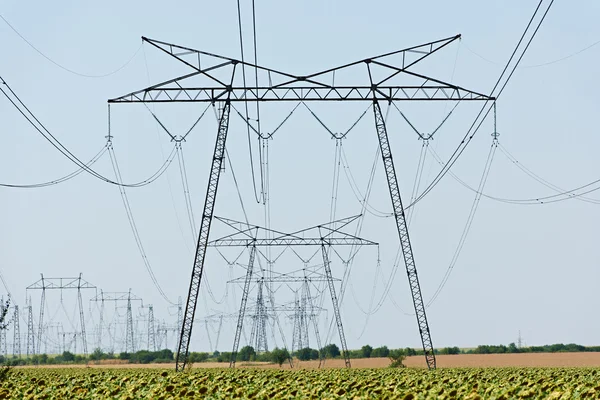 Power lines high voltage — Stock Photo, Image